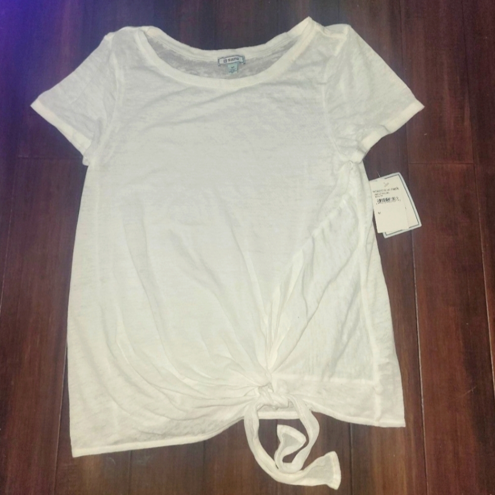NWT Susina Burnout Tee w/ Tie Knot Short Sleeve